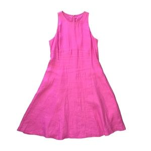 Pink Linen Midi Dress